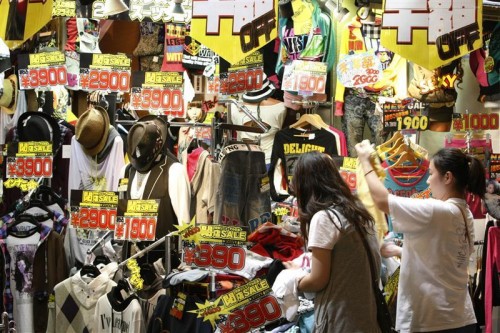 Shoppers browse at a clothing store in Osaka