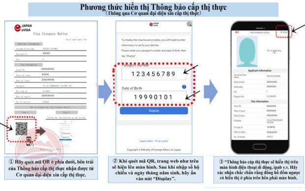 Hướng dẫn phương thức hiển thị E-visa Nhật Bản