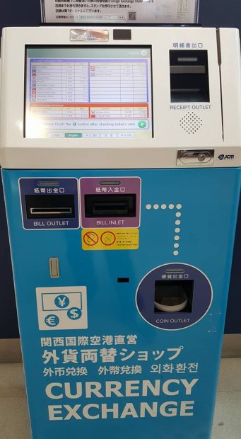 Máy đổi tiền Yên Nhật tại sân bay quốc tế  Kansai