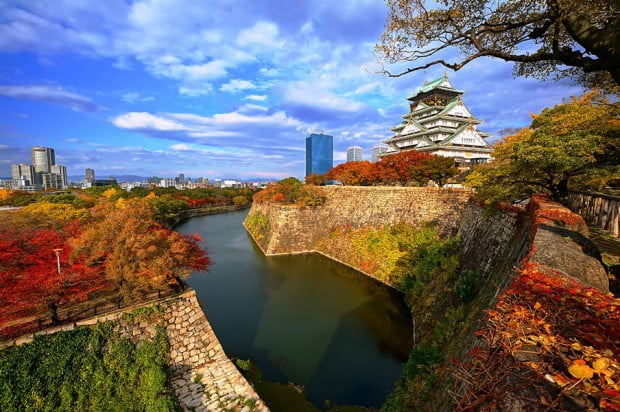 Sắc màu trời đất vào thu ở Lâu đài Osaka